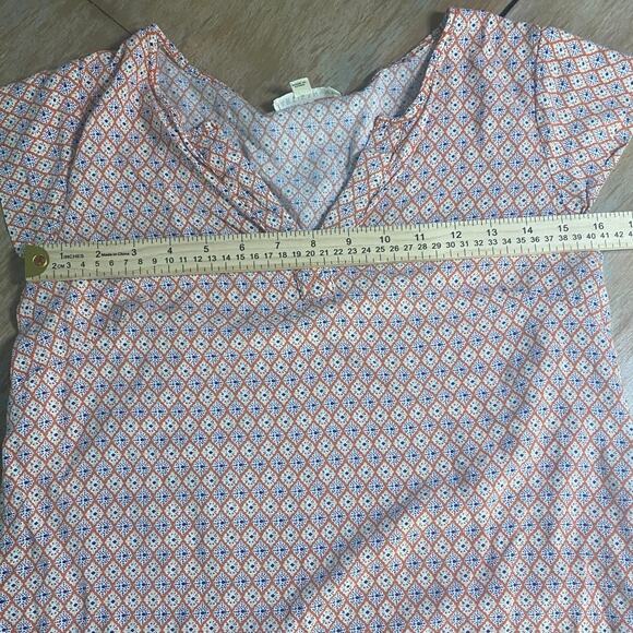 Artisan NY Women's Blouse Small Peach Print Short Sleeve 100% Rayon - Picture 3 of 6